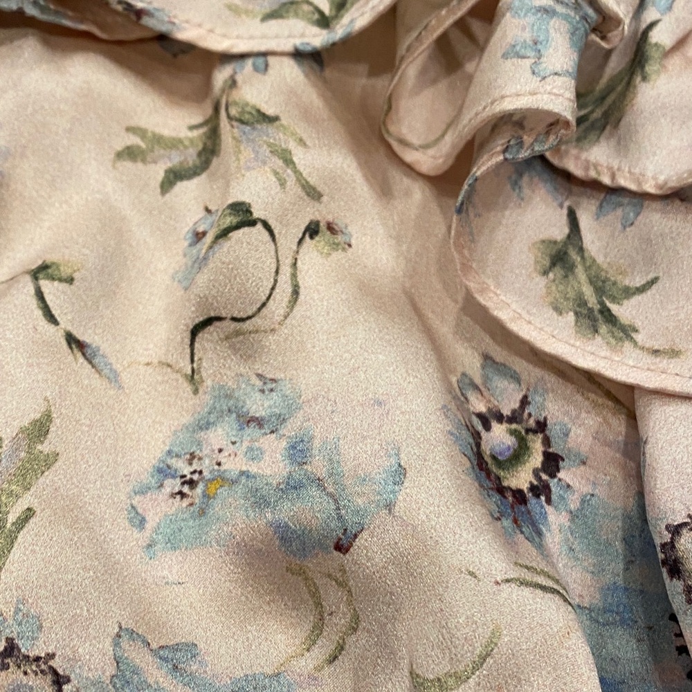 LoveShackFancy Pink Floral Ruffle Blouse tag cut out - Picture 3 of 4